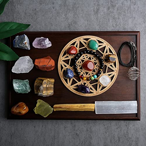 Healing Crystals Set- Yoga Meditation Accessories Selenite Palo Santo Moon Phase Crystals Altar Kit with Wooden Gift Box - Meditation Gifts - Valentine Limited Deals - Personal Hour 