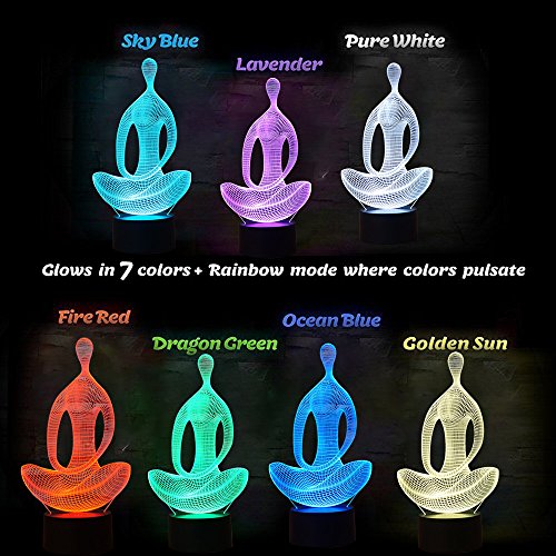 Zen Decor - Meditation 3D Illusion Lamp Night Light with Remote Control Toy for Meditation Yoga Lover - Personal Hour for Yoga and Meditations 