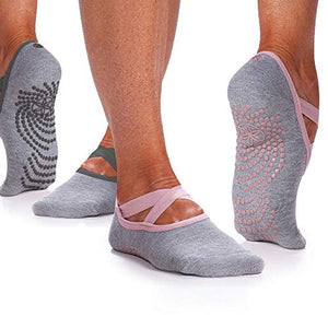 Open image in slideshow, Yoga Barre Socks - Grippy Non Slip Sticky Toe Grip Accessories - 2-Pack - Personal Hour for Yoga and Meditations 

