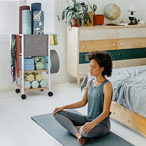 Yoga Mat Storage Rack Home Gym Equipment Pilates Storage Organizer - Yoga Mat Holder for Yoga Block - Personal Hour for Yoga and Meditations 