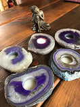 Load image into Gallery viewer, Zen Gifts - Handcrafted Candle Holder- AMOYSTONE Purple Agate Rock Stone - Personal Hour for Yoga and Meditations 
