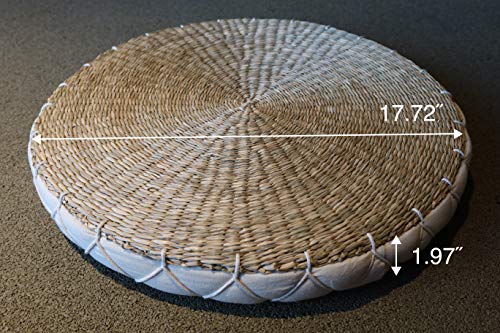 Handmade Round Straw Floor Meditation Cushion - Traditional Japanese Style Yoga Mat - Personal Hour for Yoga and Meditations 