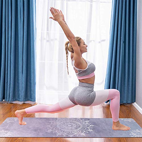 Yoga and Pilates Mat, Non Slip Exercise Suede Mat with Carry Bag - Personal Hour for Yoga and Meditations 