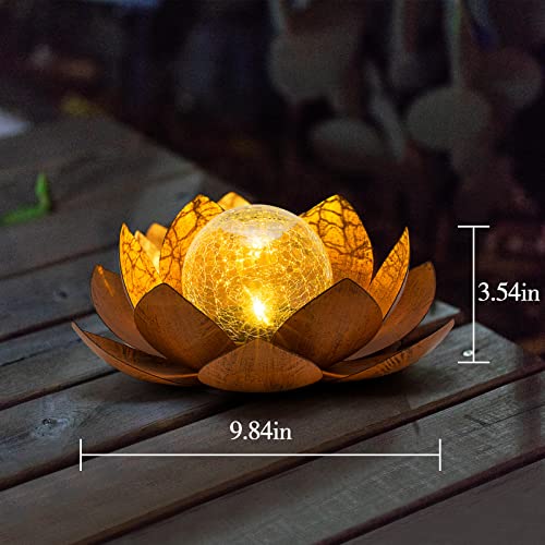 Meditation Gift - Ground Solar Lights for Outdoor Garden - Glass Lotus Decoration - Waterproof LED Metal - Good for Zen and Meditation - Personal Hour for Yoga and Meditations 