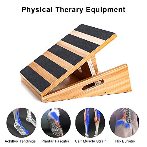 Professional Wooden Slant Board - Adjustable Incline Board and Calf Stretcher - Personal Hour for Yoga and Meditations 