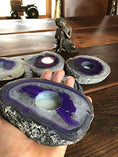 Load image into Gallery viewer, Zen Gifts - Handcrafted Candle Holder- AMOYSTONE Purple Agate Rock Stone - Personal Hour for Yoga and Meditations 
