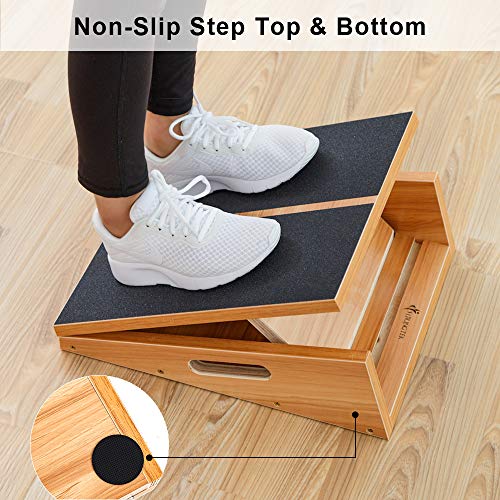 Professional Wooden Slant Board - Adjustable Incline Board and Calf Stretcher - Personal Hour for Yoga and Meditations 