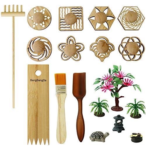 Zen Garden Stamps Rake Gifts - Patterns Sand Play Therapy Kit - Women Zen Gifts - Personal Hour for Yoga and Meditations 