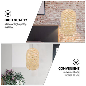 Bamboo Wicker Rattan Lampshade - Woven Lampshade Rustic Ceiling Light Cover - Zen Decor Ideas - Personal Hour for Yoga and Meditations 