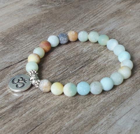 Stone Accessories - Stone Strand Bracelet - Yoga Chakra Mala Bracelet - OM Lotus - Personal Hour for Yoga and Meditations 