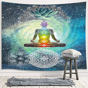 Yoga Decor - Chakra Vertical Tapestry, Seven Chakra Yoga Meditation Zen Decor Tapestry Wall Hanging for Bedroom, - Personal Hour for Yoga and Meditations 