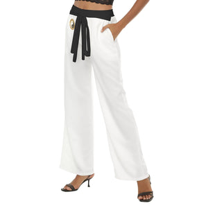 Straight Leg Yoga Pants - White with Personal Hour Logo - Personal Hour 