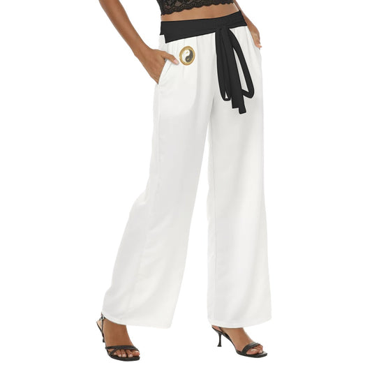 Straight Leg Yoga Pants - White with Personal Hour Logo - Personal Hour 