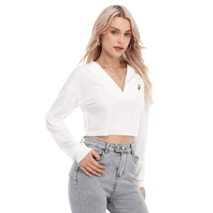 Women's V-neck Lapel Long Sleeve Cropped Yoga T-shirt Yoga and Meditation Products - Personal Hour