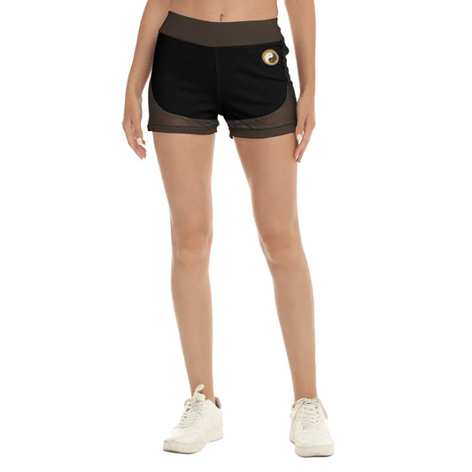Teen Net Yarn Yoga Shorts - Black with Mesh Yoga and Meditation Products - Personal Hour