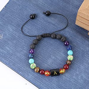Stress Relief Gifts - Yoga Chakra Bracelet  Crystal Bracelet Essential Oil Bracelet - Add Initial to the Bracelet - Personal Hour for Yoga and Meditations 