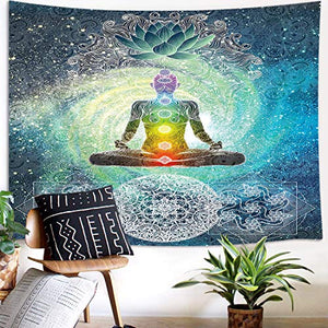 Open image in slideshow, Yoga Decor - Chakra Vertical Tapestry, Seven Chakra Yoga Meditation Zen Decor Tapestry Wall Hanging for Bedroom, - Personal Hour for Yoga and Meditations 
