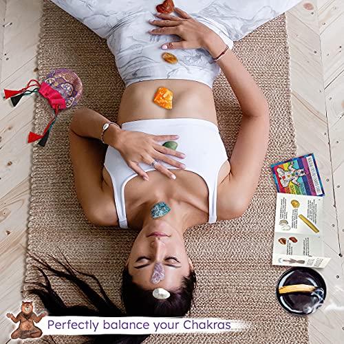 Meditation Gift Basket -  Healing Crystals Chakra Balance Kit - 17 Pc Starter Set - Personal Hour 