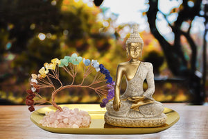 Crystal Tree and Buddha Statue Yoga Meditation and Zen Decor Ideas - Personal Hour for Yoga and Meditations 