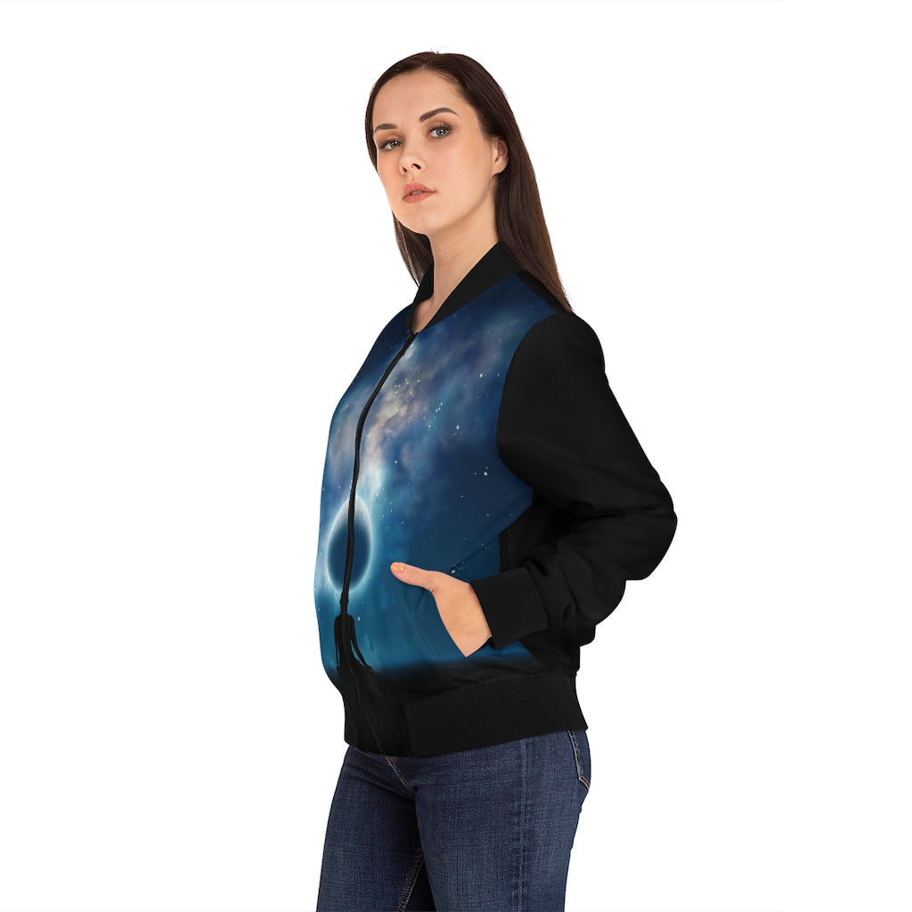 Full Moon Zen and Meditation Women's Bomber Yoga Jacket - Personal Hour for Yoga and Meditations 