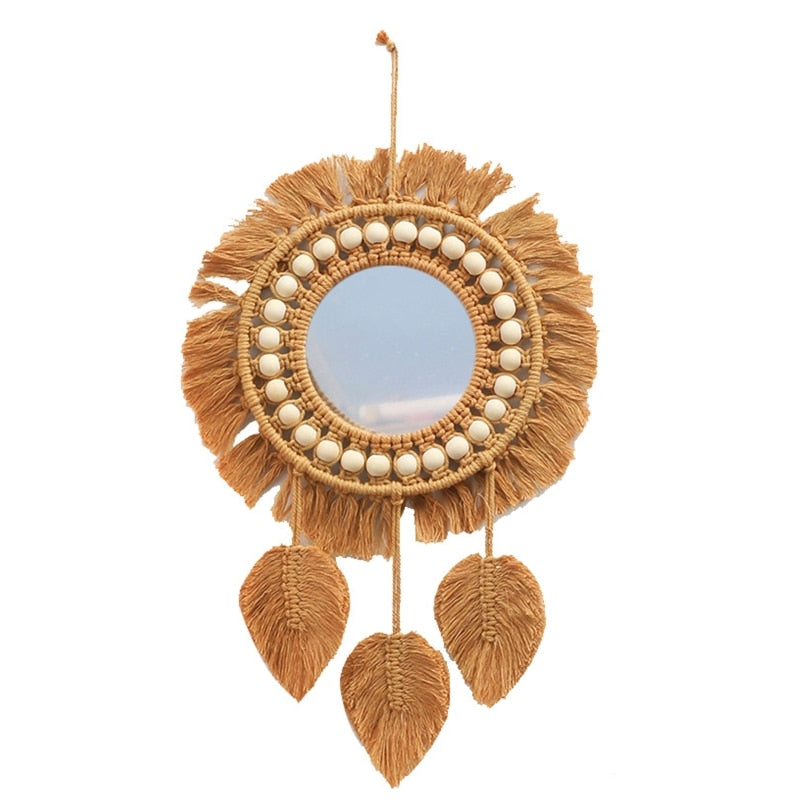 Zen Gift Idea - Woven Macrame Mirrors Pendant Decor - Personal Hour for Yoga and Meditations 