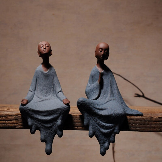 Zen creative ornaments - Clay monk buddha statues - Handcrafts gift - Personal Hour for Yoga and Meditations 