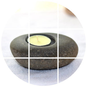 Meditation and Zen Gift - Pebbles yoga candlestick candle holder decoration - Personal Hour for Yoga and Meditations 