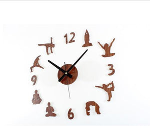 Open image in slideshow, Yoga Wall Clock Acrylic Or Wood Material - Clock Wall Stickers For Yoga Studios - Personal Hour for Yoga and Meditations 
