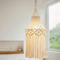 Load image into Gallery viewer, Zen Decor Idea - Macrame Lamp Shade Hanging Pendant Light - Bohemian Home Decor - Personal Hour for Yoga and Meditations 
