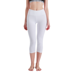 Open image in slideshow, White High Waisted Capri Yoga leggings - Personal Hour for Yoga and Meditations 
