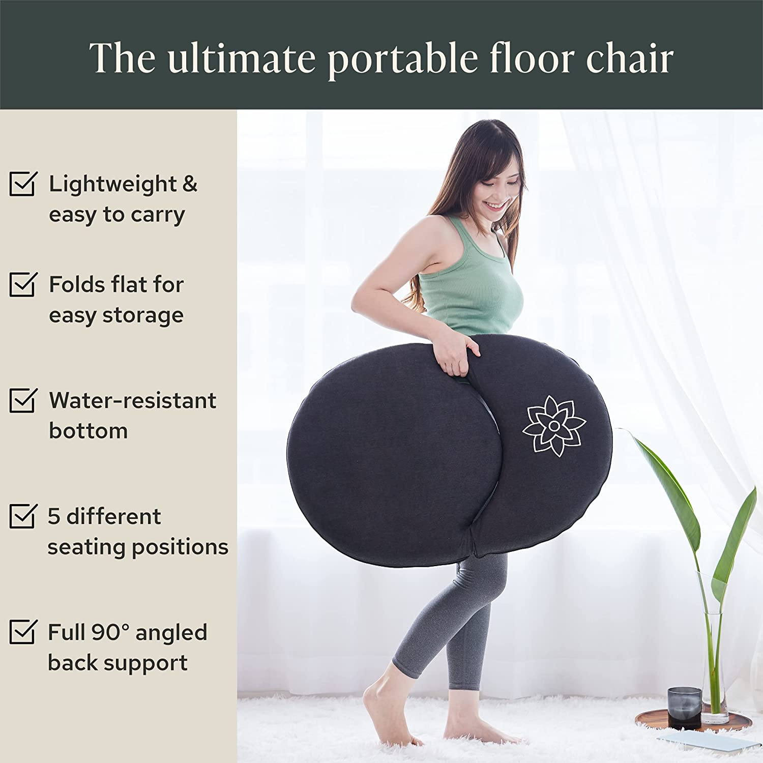 Zen Chair - Adjustable Floor Chair with Back Support - Personal Hour for Yoga and Meditations