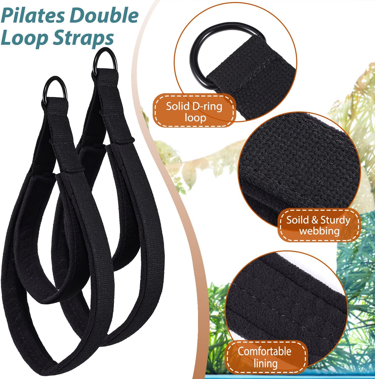 2PCS Pilates Straps Pilates Double Loop Straps for Reformer - Personal Hour for Yoga and Meditations 