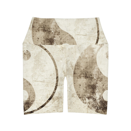 High Waisted Yoga Shorts - Yin Yang Style - Personal Hour for Yoga and Meditations 