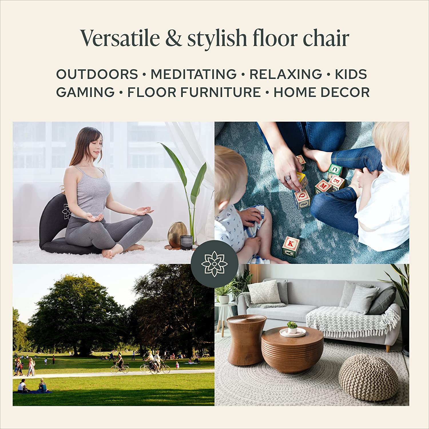 Zen Chair - Adjustable Floor Chair with Back Support - Personal Hour for Yoga and Meditations