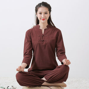 Open image in slideshow, Tai chi Uniform Cotton Linen - Kung fu Clothing - Meditation Clothes - Personal Hour for Yoga and Meditations 
