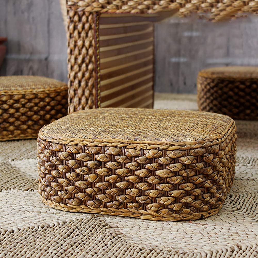 Premium Straw Woven Pouf Ottoman - Zen Area Ideas - Personal Hour for Yoga and Meditations 