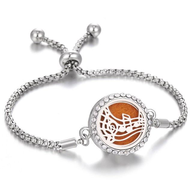 Aromatherapy Bracelet Diffuser Locket Tree of Life Adjustable Perfume Essential Oil Diffuser - Personal Hour for Yoga and Meditations 