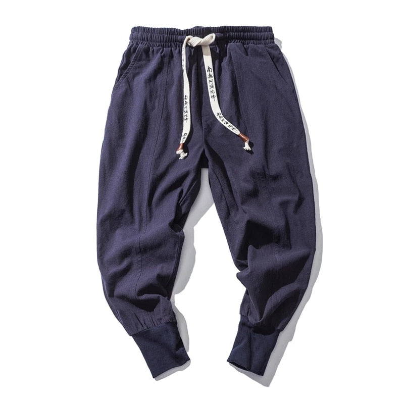 Yoga Loose Pants - Cotton Linen Harem Pants - Men Solid Elastic Waist Streetwear - Personal Hour for Yoga and Meditations 
