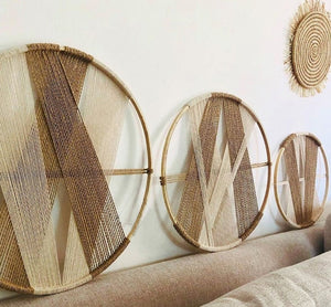 Open image in slideshow, Zen Decor Ideas - Creative Wooden Round Cotton - Wall Decoration Macrame Wall Hanging Tapestry Hand Woven Nordic - Personal Hour for Yoga and Meditations 
