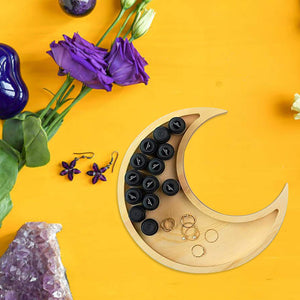 Crystal Display Wooden Sun and Moon Tray Decor - Zen Decor IDeas - Personal Hour for Yoga and Meditations 