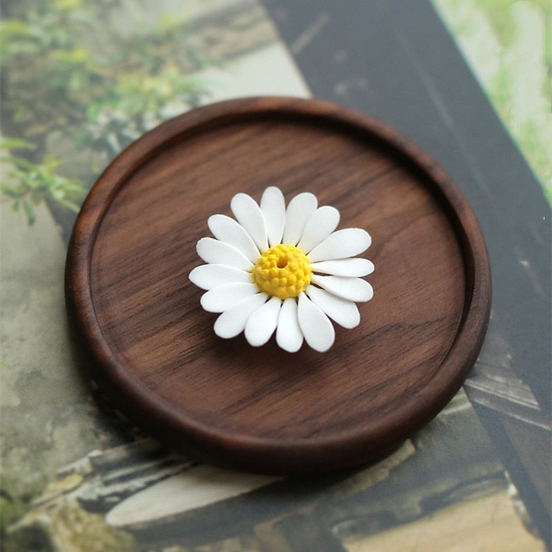 Daisy Incense Holder Mini Incense Burner Stick Ceramic Cones - Zen Decor Ideas - Personal Hour for Yoga and Meditations 
