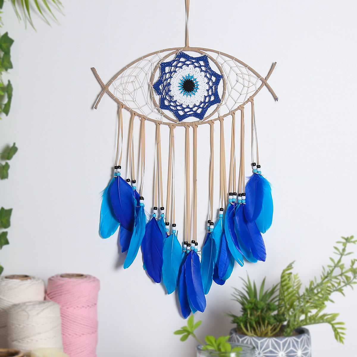 Dream Catcher Macrame Wall Hanging Bohemian Home Decor - Personal Hour for Yoga and Meditations 