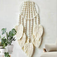 Load image into Gallery viewer, Boho Decor - Feather Leaf Macrame Hoop Dream Catcher for Wall - Handmade Woven Tapestry Craft Gift - Personal Hour for Yoga and Meditations 
