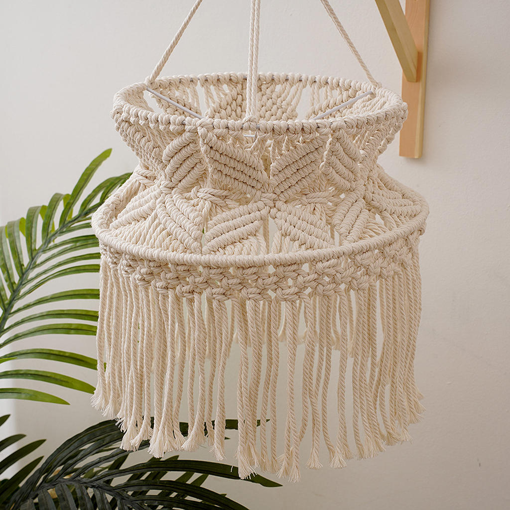Macrame Lampshade Ceiling Hanging Pendant Light Boho Lamp Shade - Zen Decor Ideas - Personal Hour for Yoga and Meditations 