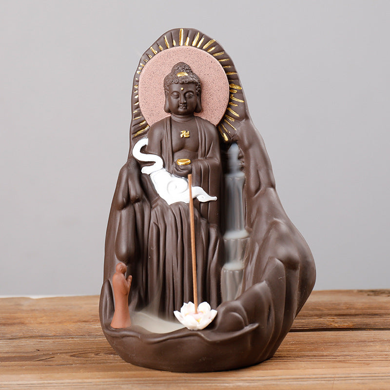 Zen Decor Idea - Sand smoke back-flow - Lotus Guanyin sandalwood stove taolai - Personal Hour for Yoga and Meditations 