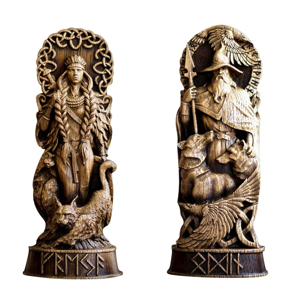 Freyja Statue Freya Norse Gods Carving Altar Heathen Asatru Viking God Goddes Sculpture Scandinavian Pantheon Resin Ornaments - Personal Hour for Yoga and Meditations 