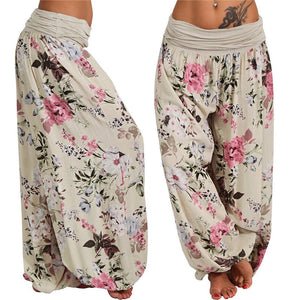 Open image in slideshow, Women Ladies Yoga and Meditation Indian Style Pants Floral Baggy Loose Comfy Long High Waist Harem Pants - Personal Hour for Yoga and Meditations 

