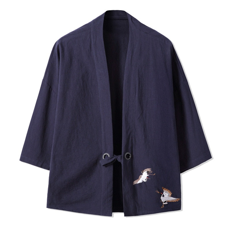 Meditation Clothes -  Men's Haori Cardigan Kimono Shirt Samurai Japanese Clothing Robes Loose Obi Male Yukata Jacket Streetwear Asian Clothes - Personal Hour for Yoga and Meditations 