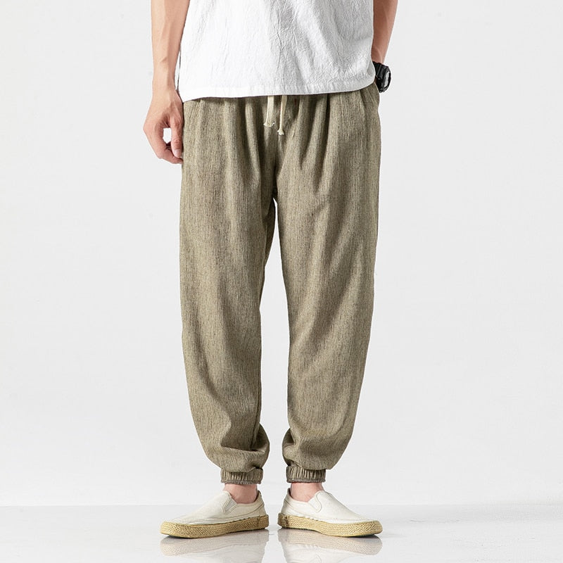 Meditation Clothes- Harem Jogger Yoga Pants-Cotton Linen Sweatpants - Personal Hour for Yoga and Meditations 