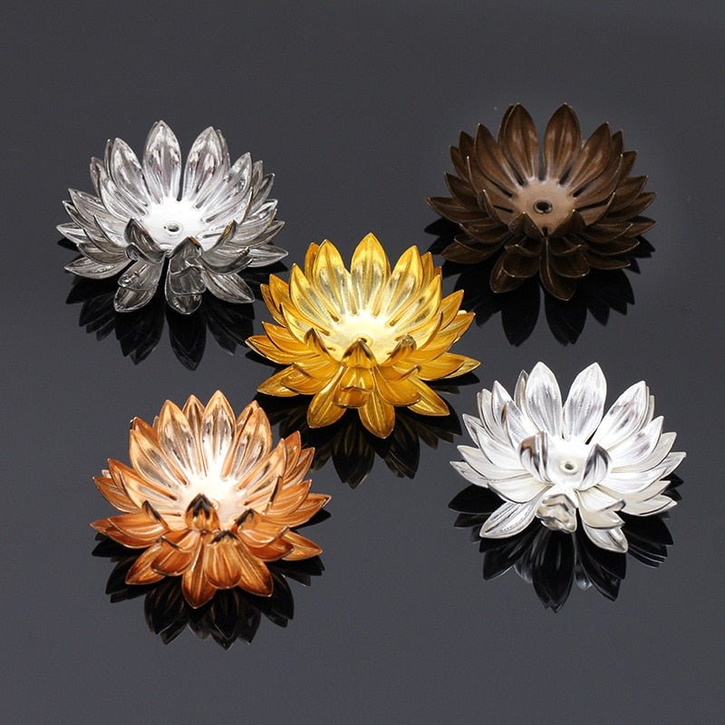 Zen Decor Ideas - 10pcs- Lotus Flower Beads Caps Brass Filigree Flowers Base Bead Cap Charms Pendants for Jewelry Making Craft Components DIY - Personal Hour for Yoga and Meditations 